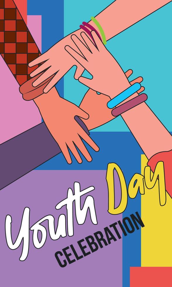 Hands joined for youth day. vector
