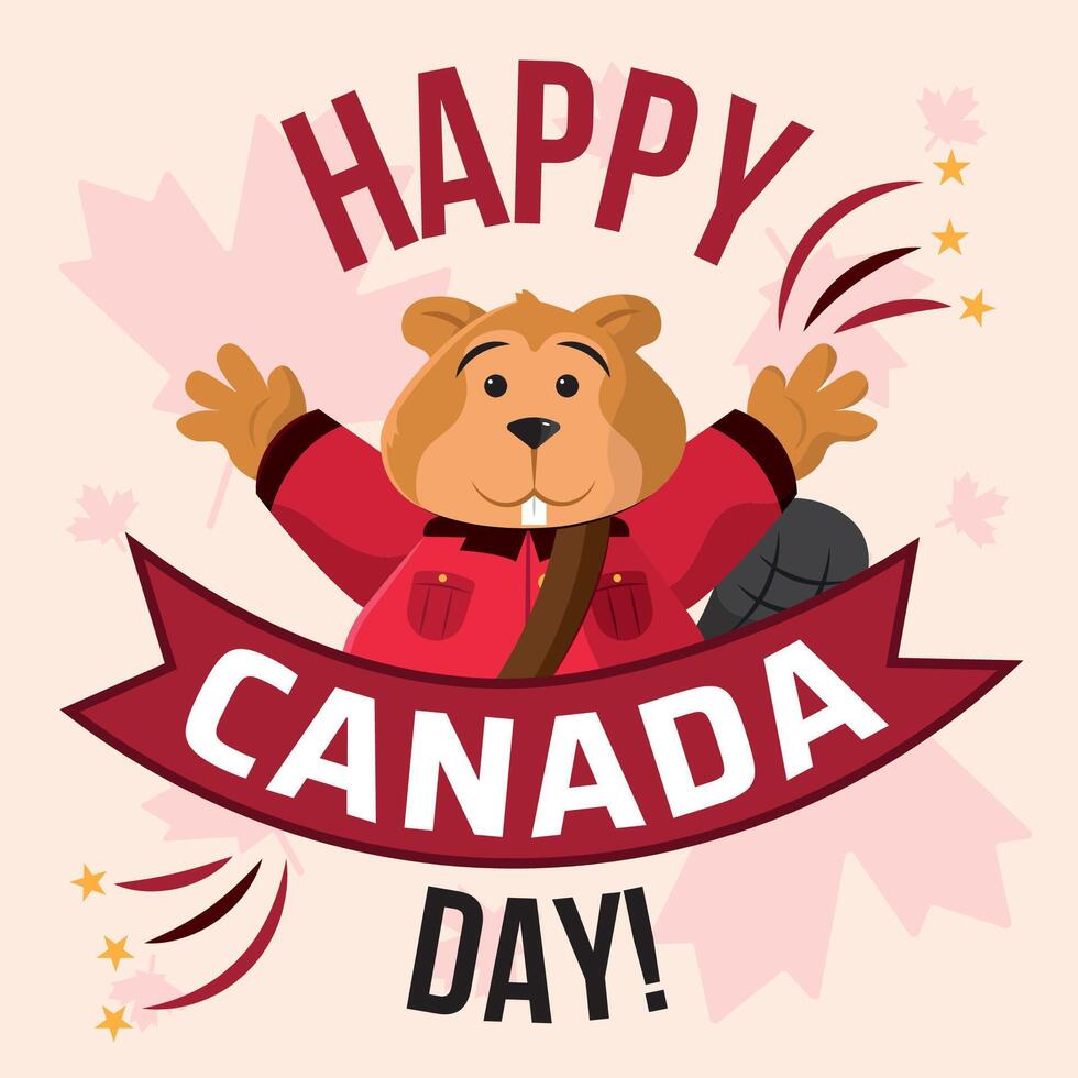 Canada Day beaver banner vector