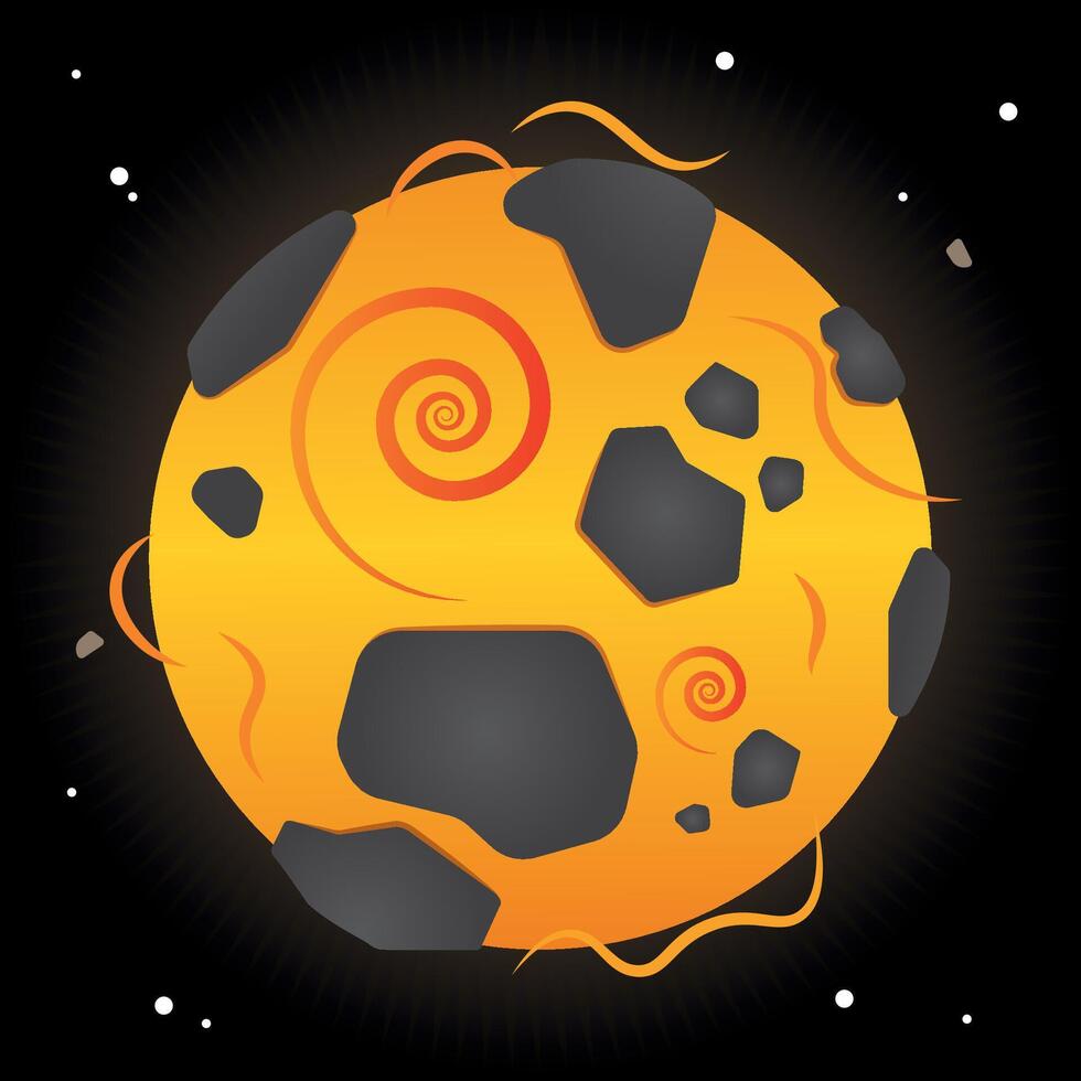 Lava swirl rocky sphere. vector