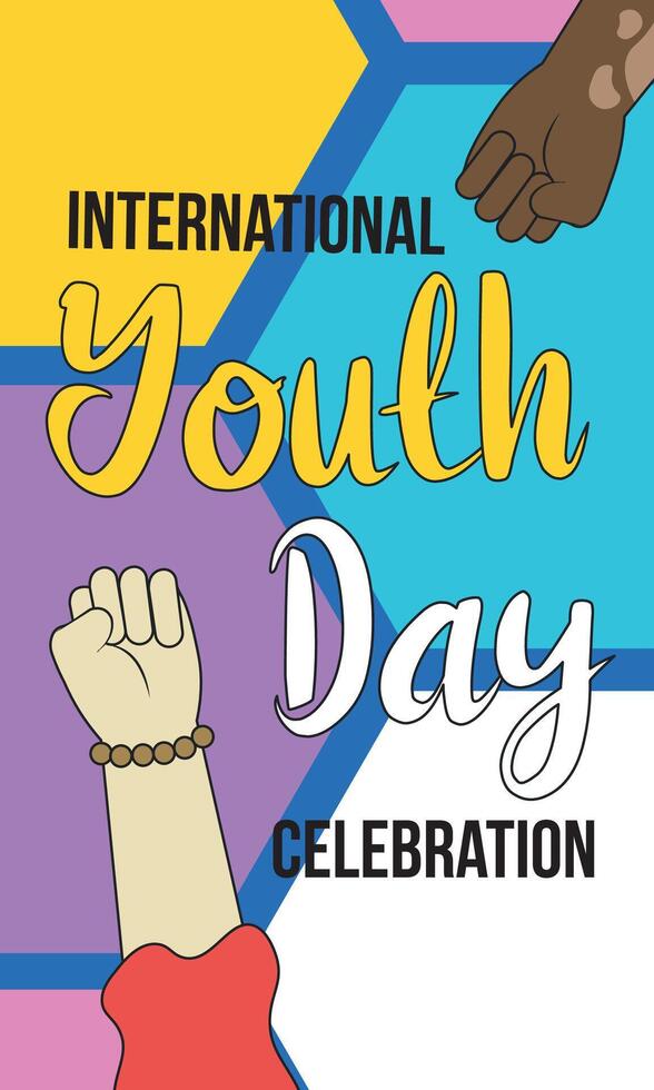 Youth power with raised fists. vector