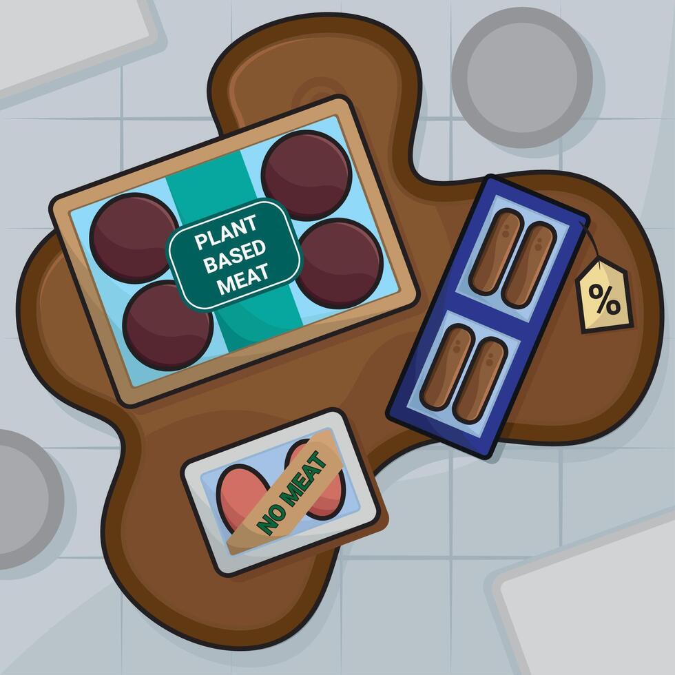 Plant Based Meat Packs. vector
