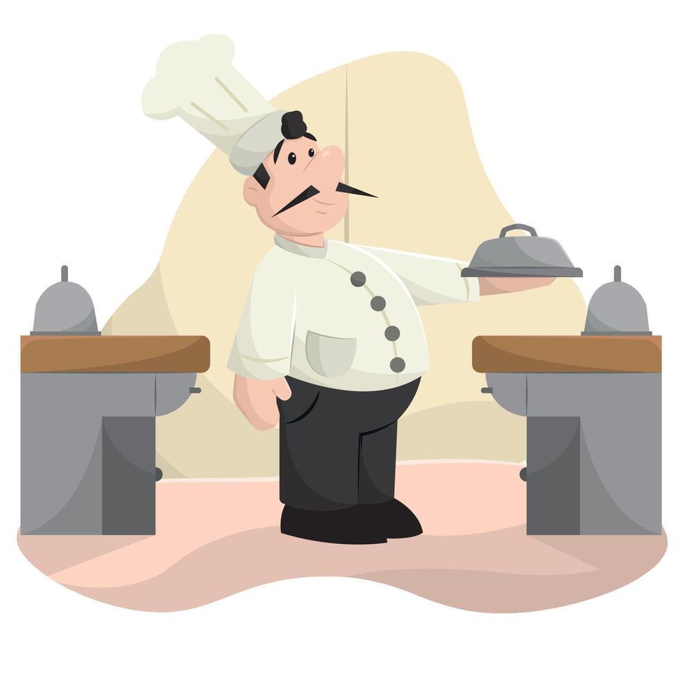 Cartoon italian chef smiling. vector