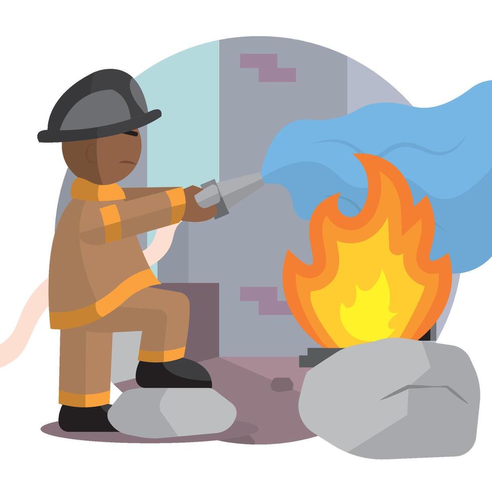 Isolated fireman professions cartoon illustration vector