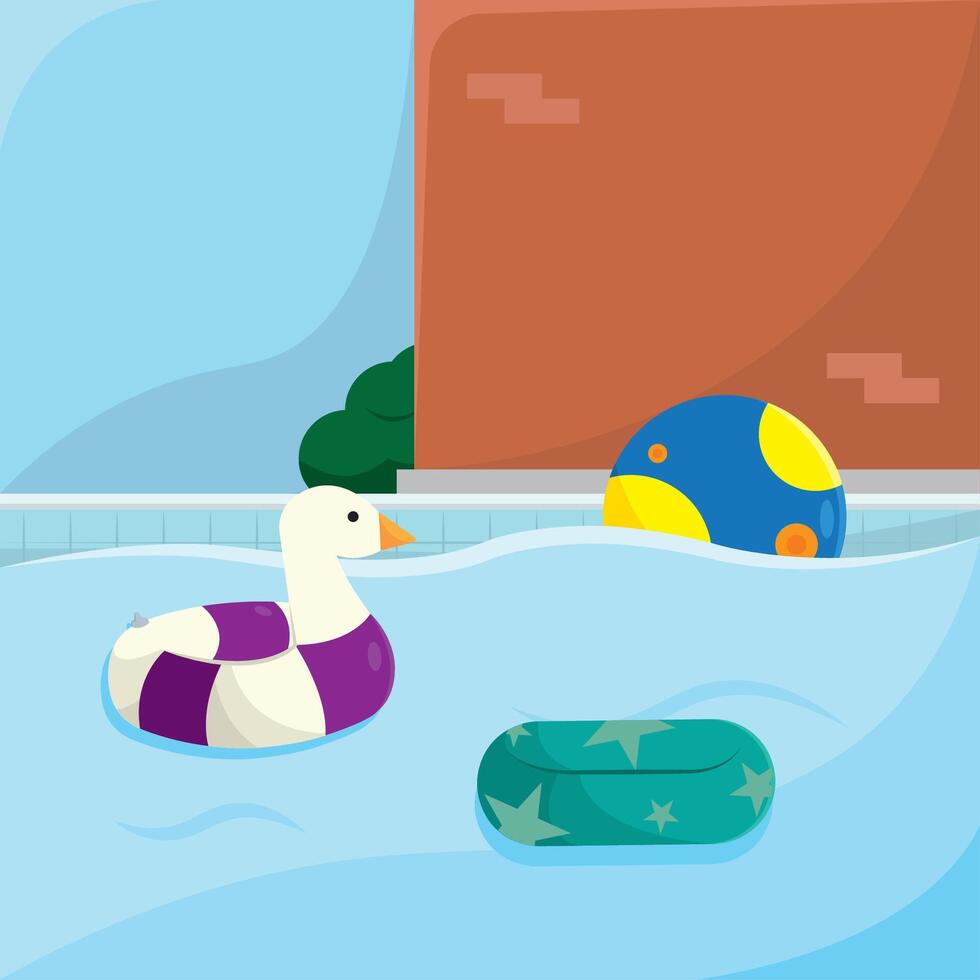 Pool floats and beach ball. vector