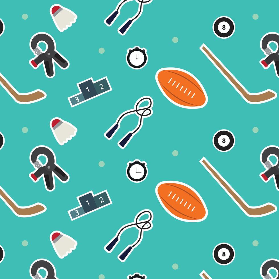 Sports gear and accessories pattern. vector