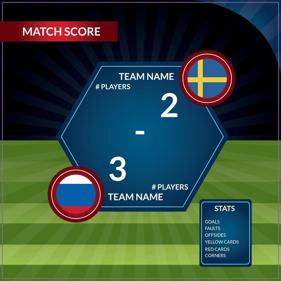 Soccer match final scorecard. vector