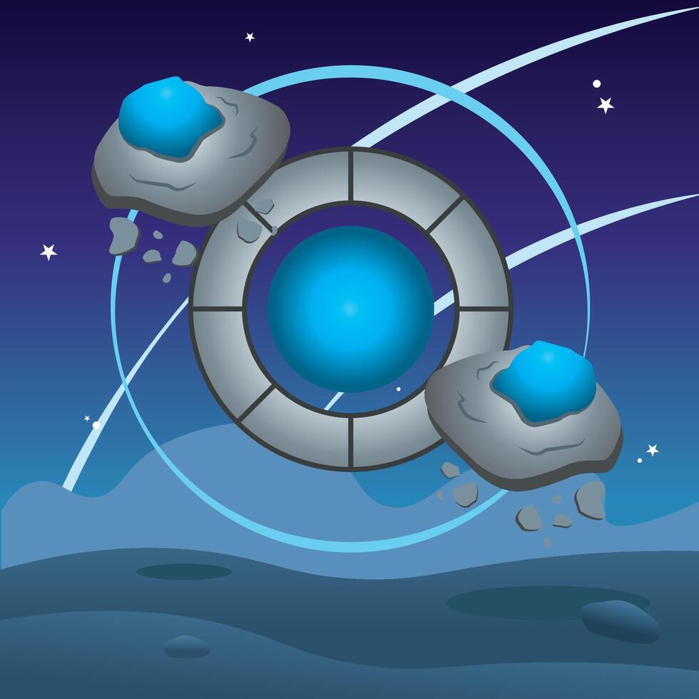 Asteroids and portal ring. vector