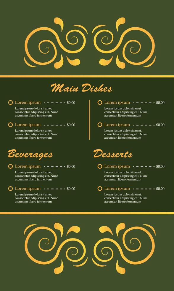 Elegant menu content. vector