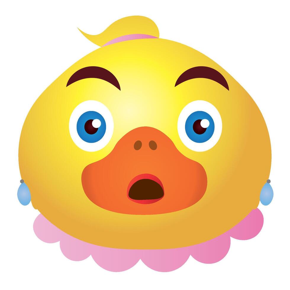 Surprised duck with earrings. vector