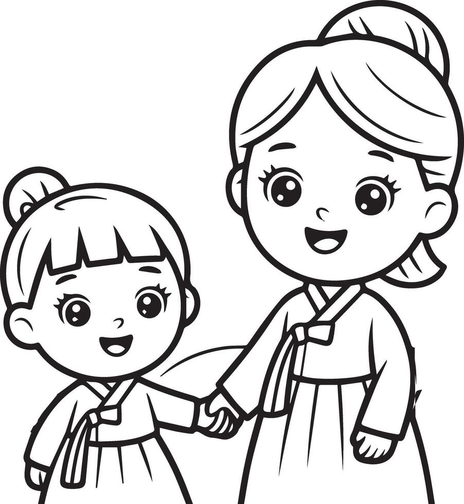 Mother and Daughter vector