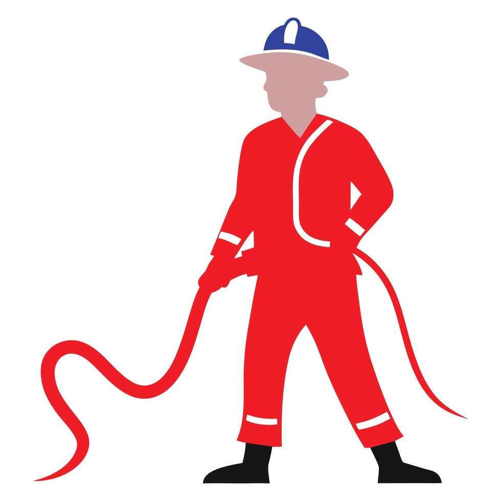 Firefighter Holding a Hose vector