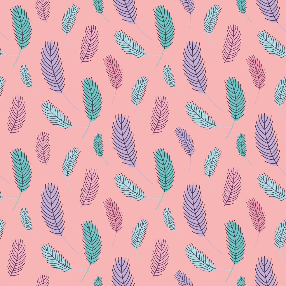 Pink rustic pattern with feathers vector
