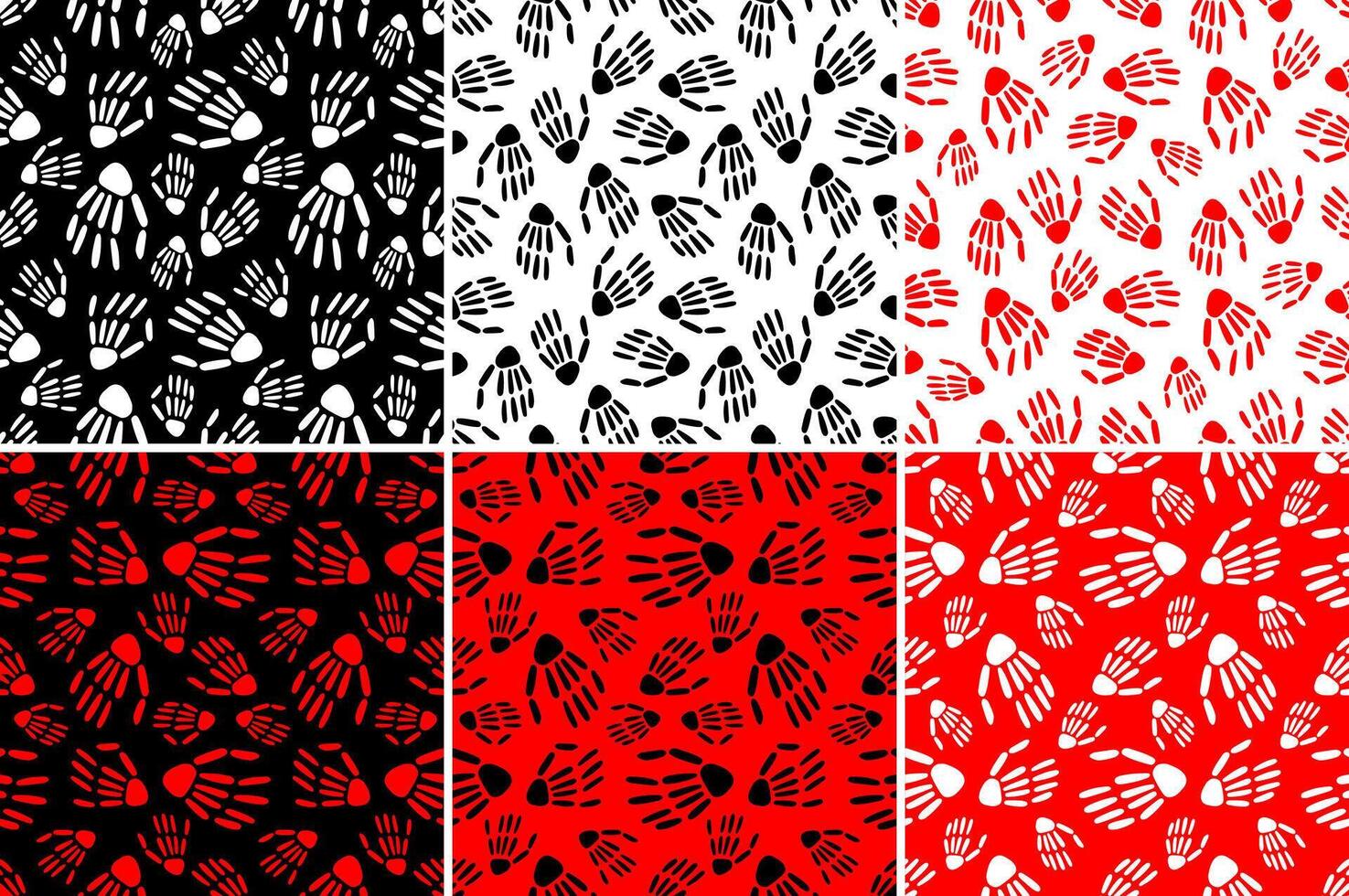 Set of Halloween patterns with hands vector