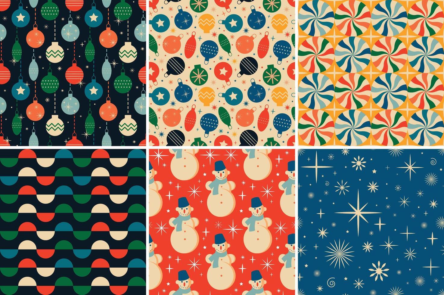 Set of Vintage retro Christmas seamless patterns vector