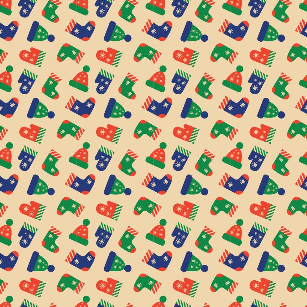 pattern with Santa boots and Christmas decorations vector