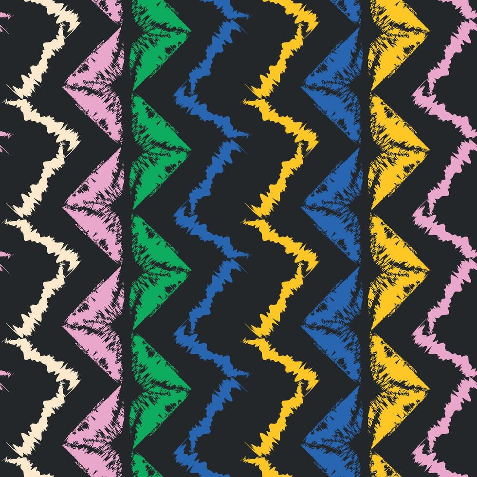 Black Geometrical Seamless Pattern with COlorful Stripes vector