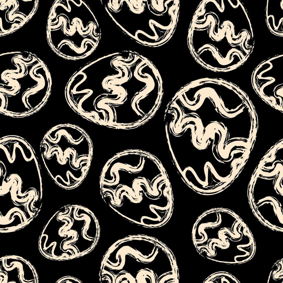Black and beige seamless pattern with easter eggs vector