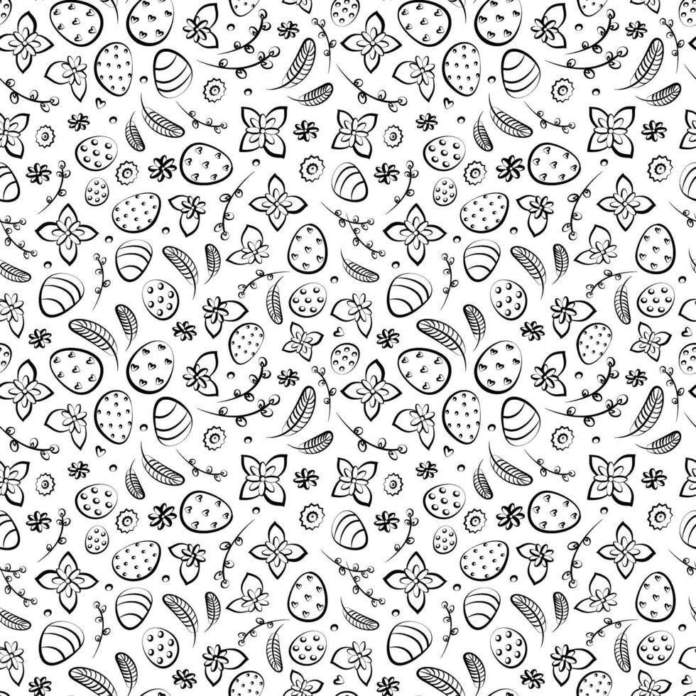 Easter retro linear pattern with eggs vector