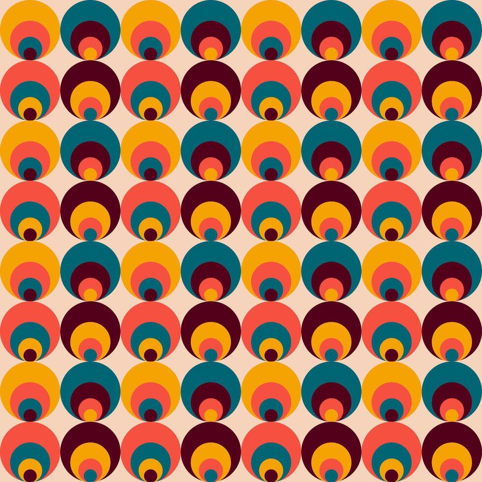 70s retro groove pattern with circles. geometrical pattern. vector