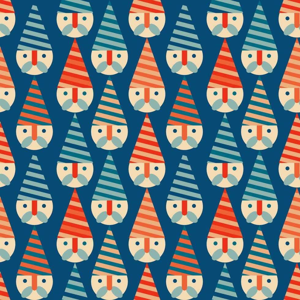 Christmas New Year seamless pattern with Santa Claus heads vector