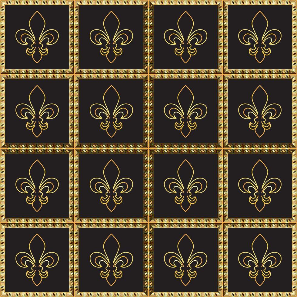pattern with golden Florentine lilies vector
