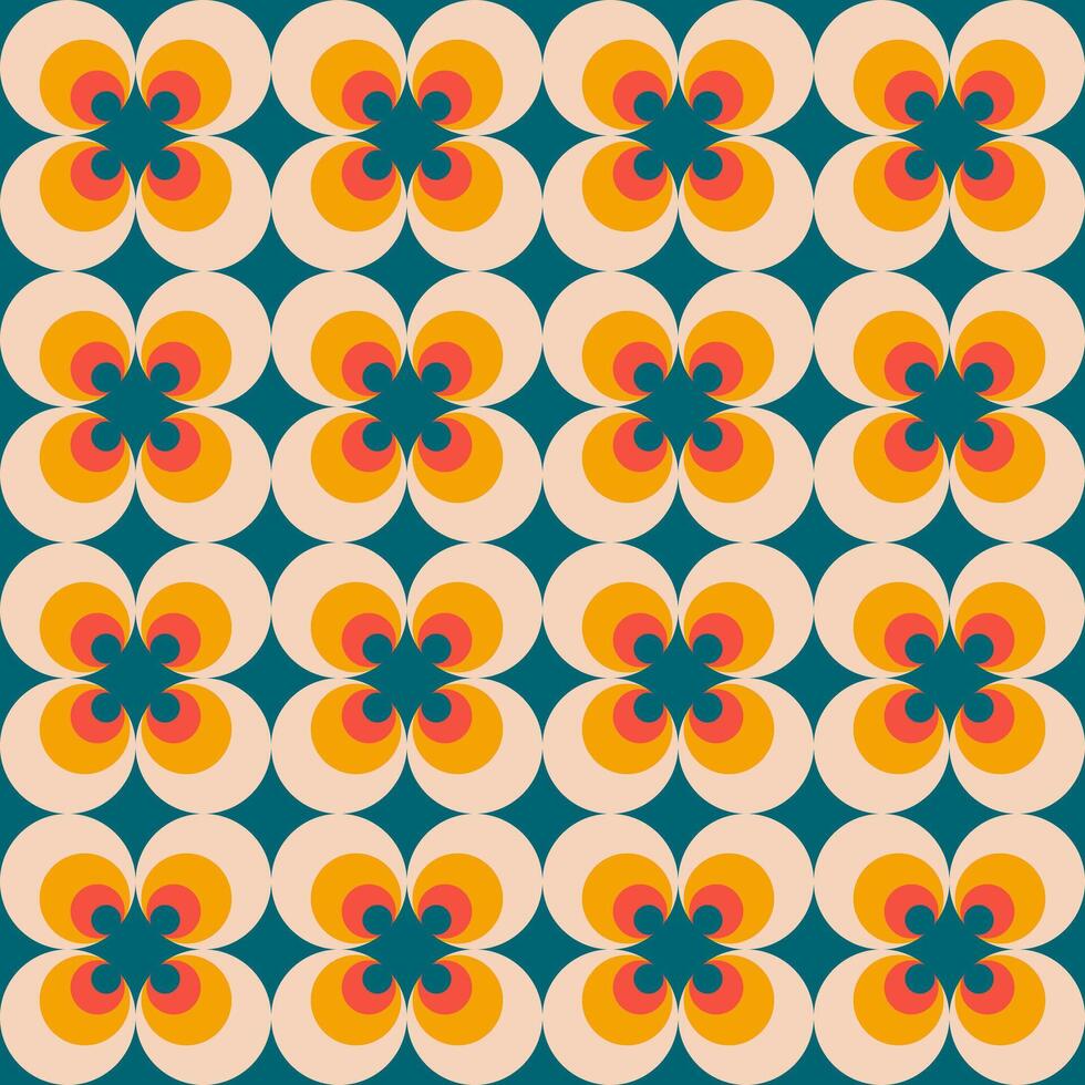 70s retro groove pattern with circles. Vintage geometrical pattern vector