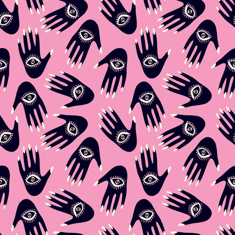 pattern with Magical mystical symbol hands with eyes vector