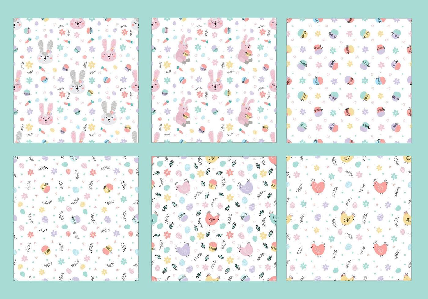 Cute cartoon Eatser seamless patterns vector