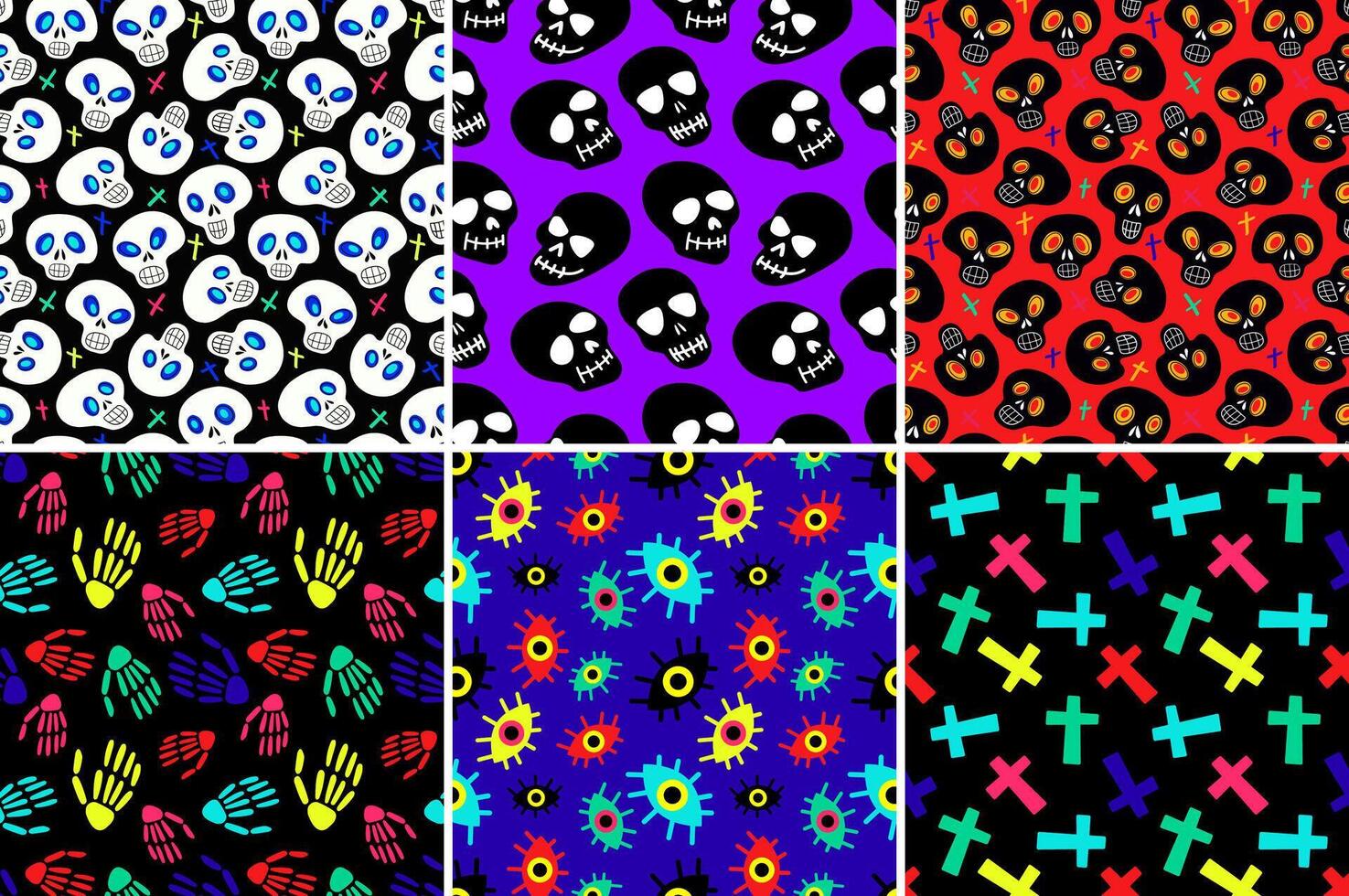 Halloween creepy scary seamless patterns vector