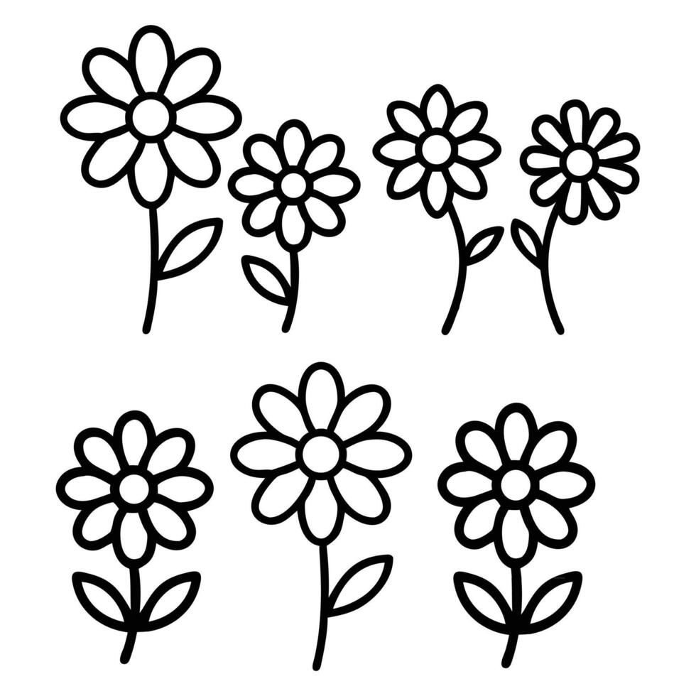 Set of daisy flowers art design vector