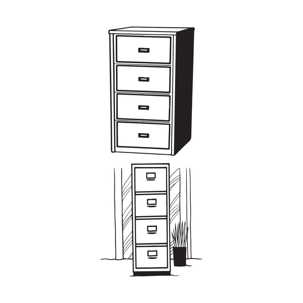 Metal filing cabinet vector