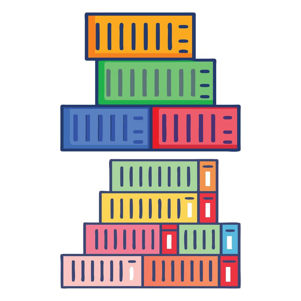 colourful shipping container vector