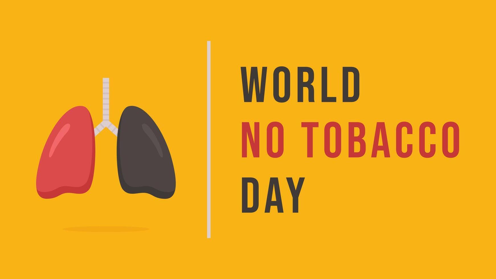 World no tobacco day greeting on yellow background with healthy and unhealthy lung vector