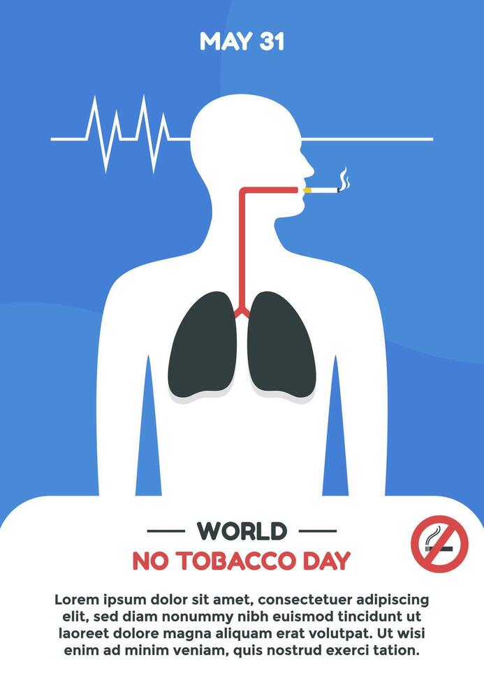 World No Tobacco Day vertical template background with illustration of person smoking cigarette vector
