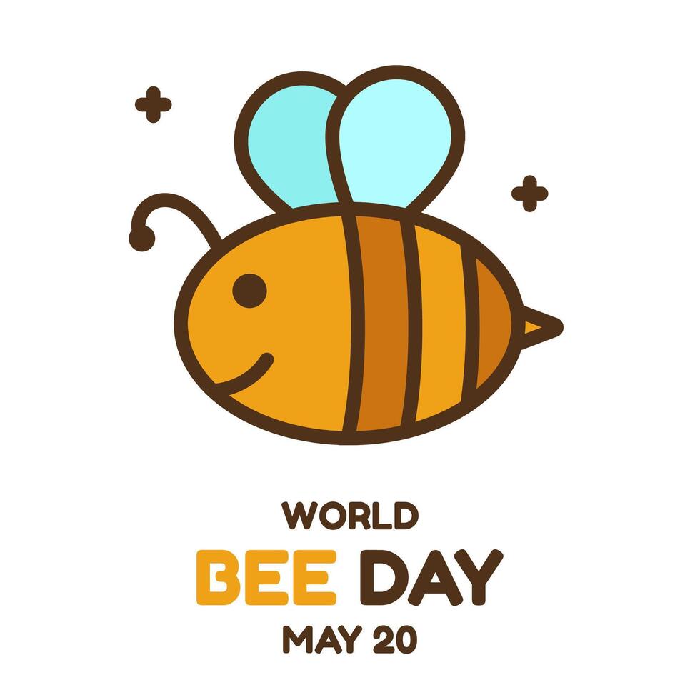 World Bee Day greeting with cute bee on white background vector