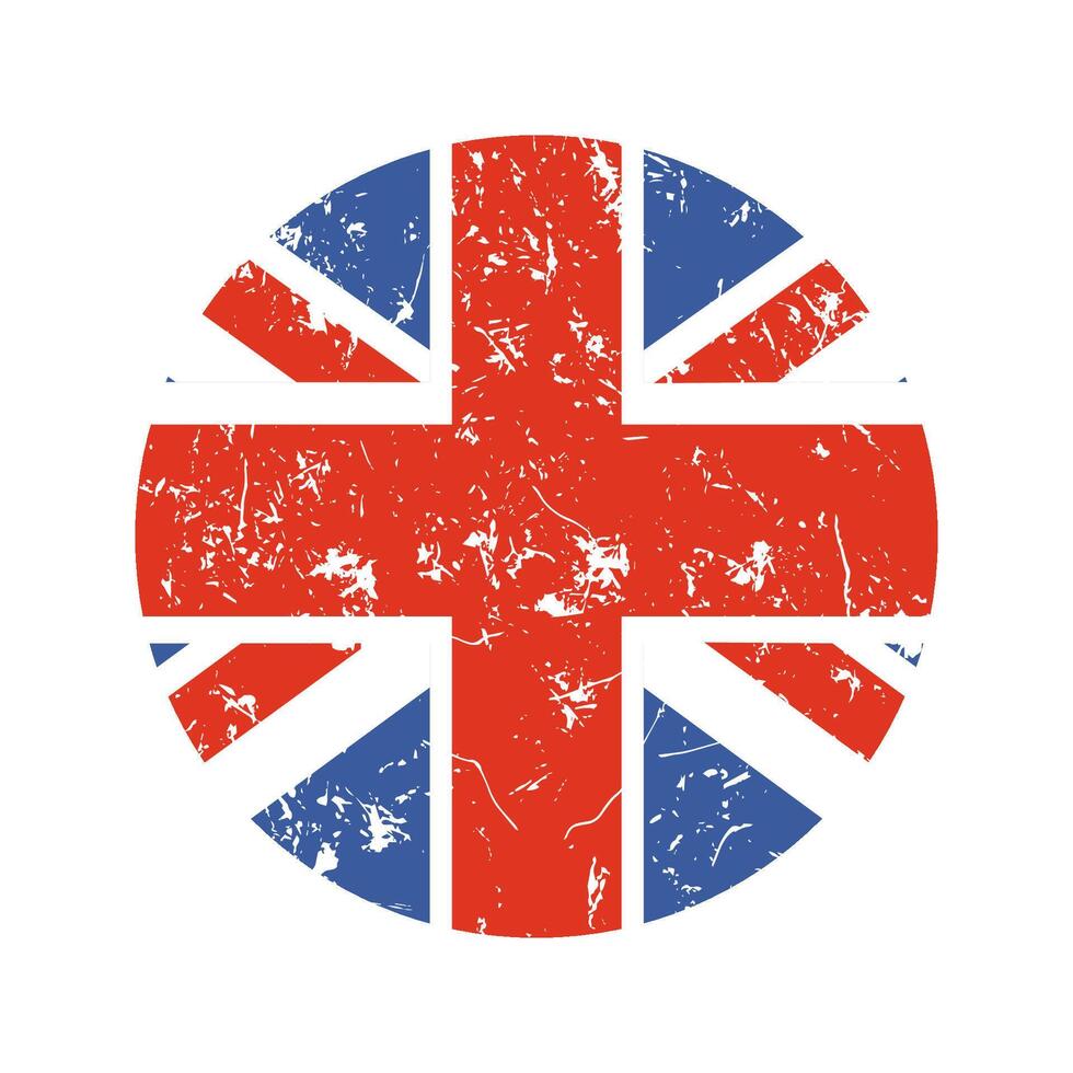 Textured UK Flag. National flag of the United Kingdom, round icon. illustration vector