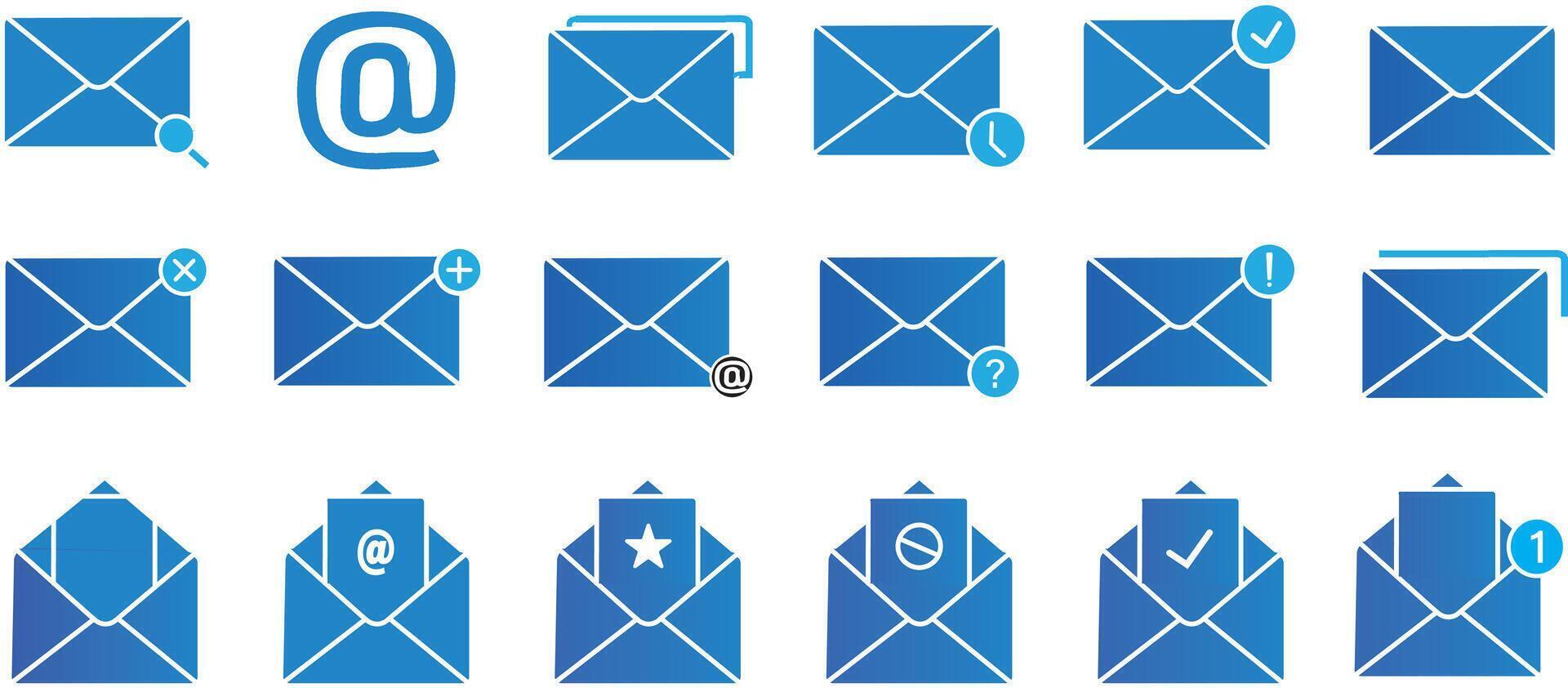 Mail icon set. Containing send, receive . Mail icon for illustration, Flat design sign icon set for web, illustration eps 10, vector