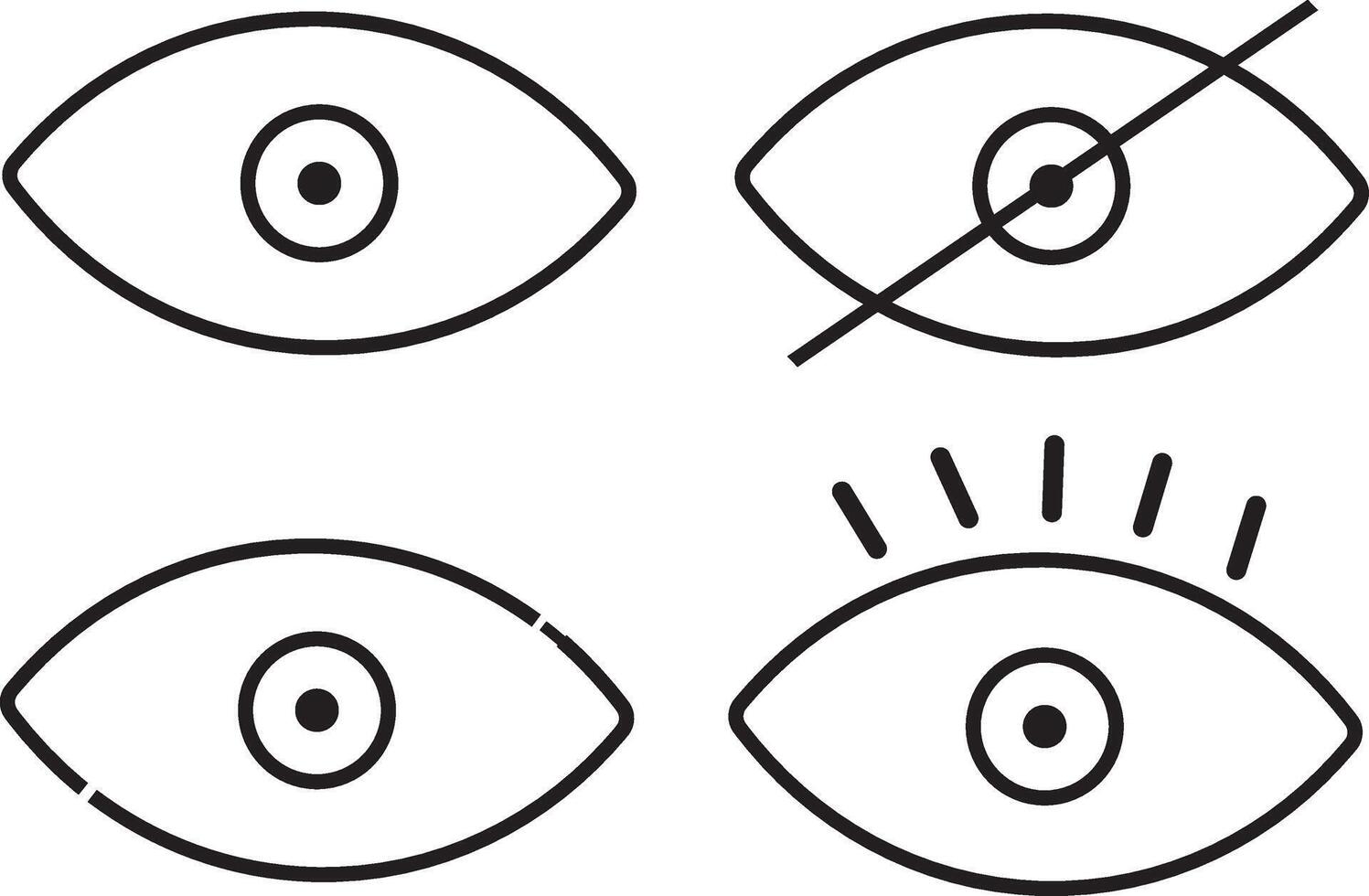 eye icon vactor set. vision icon line art, eyesight symbol sign, Set vectors of eye. black icon isolated on transparent vactor,