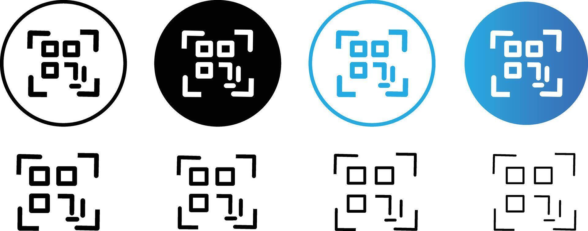 QR code icon. Simple digital scanning qr code. QR code for payment, scanner animation on black background, vector