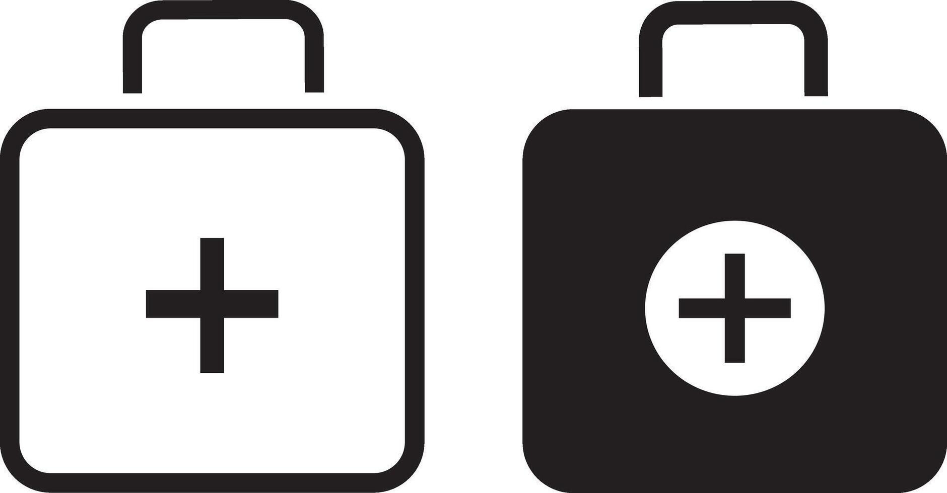 Pri set of First aid box icon. medical bag icon, Medical briefcase sign button background.nt vector