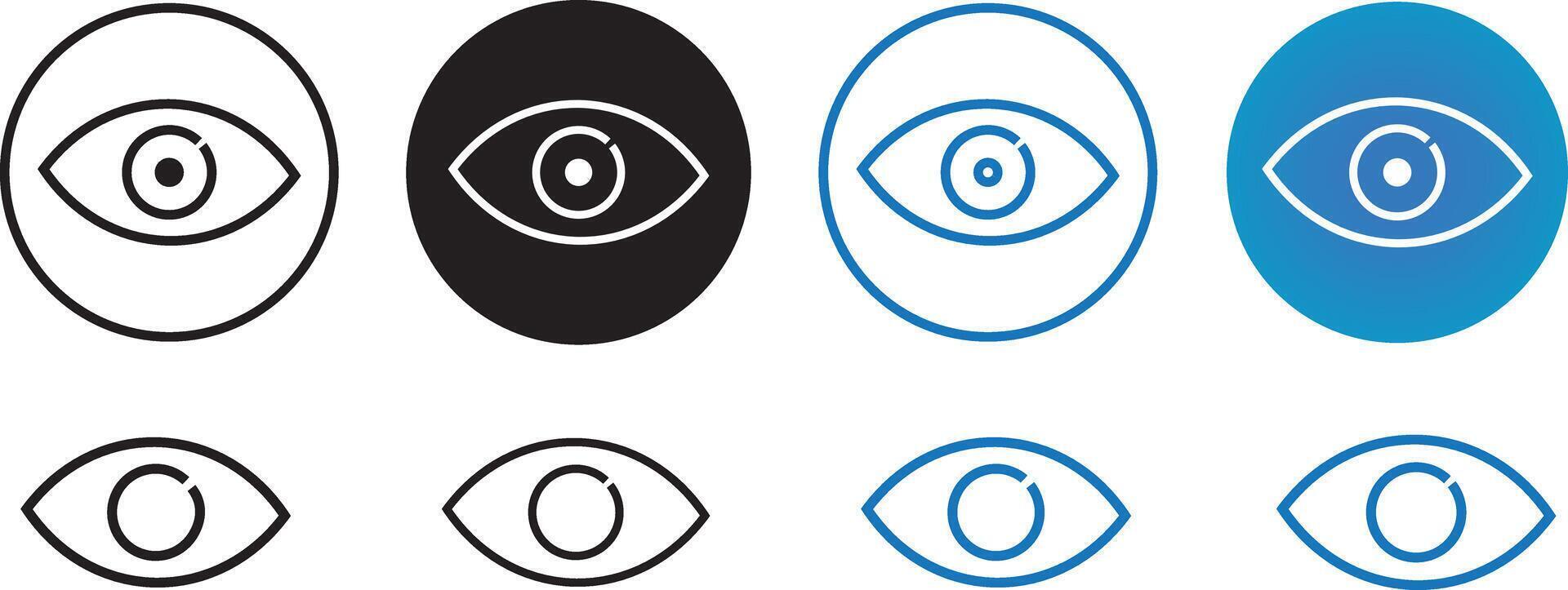 eye icon set. vision icon line art, eyesight symbol sign, Set vectors of eye. black icon isolated on transparent vactor,