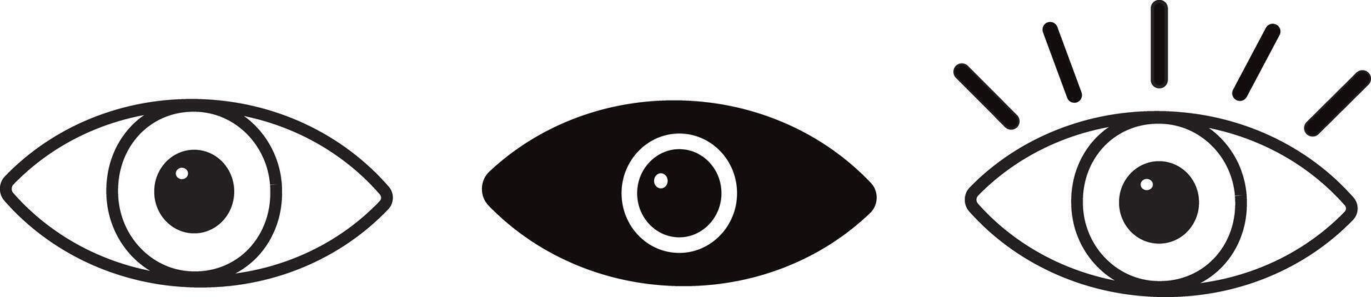Eye icons thin line for web and mobile, Set vectors of eye. black icon isolated on transparent vactor,