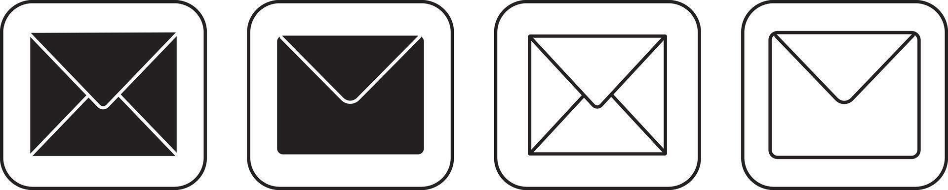 mail icon set. Mail icon for web, with checkmark and email, vactor illustration sign, vector