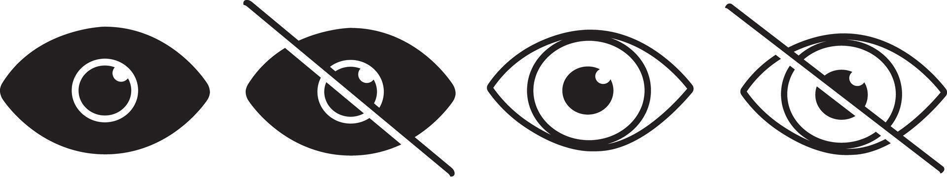 Eyes icon collection, eyesight symbol sign, Visible icon Flat simple outline illustration, vector