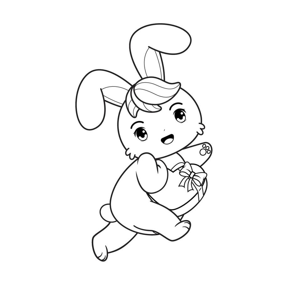 Easter bunny coloring pages vector