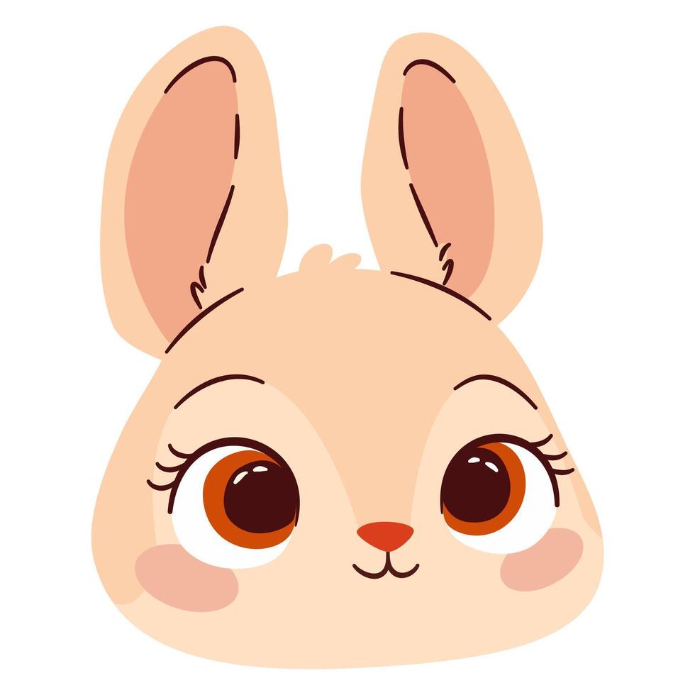 Flat illustration in cute cartoon children style. Bunny face on white background vector