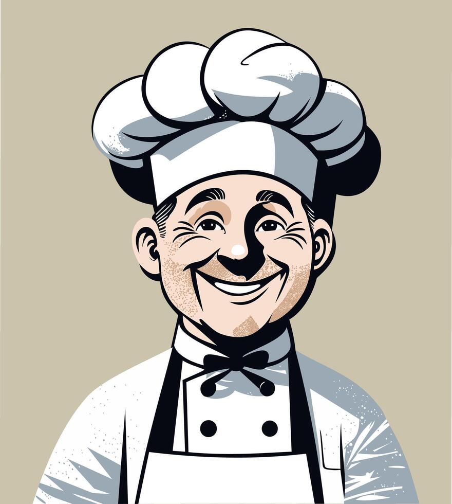 Smiling handsome chef. isolated illustration vector