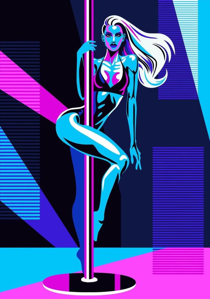 Pole dancer. Bright illustration. Woman dancing on a pole vector