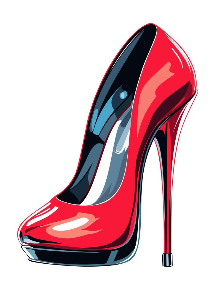 Pole dance high-heeled red shoe. isolated illustration vector