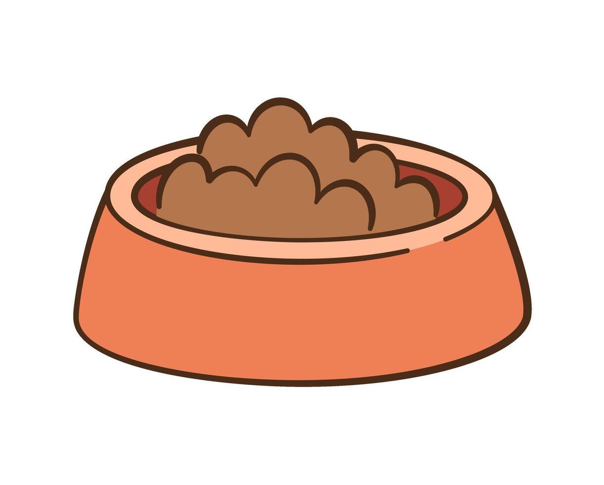 Full cat bowl icon. Dog feed. Animal snack Hand drawn flat style isolated. For childrens content, greeting cards, stickers, tshirts, mug, poster. illustration vector